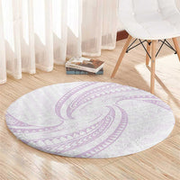 White Sunday Lotu Tamaiti Round Carpet Polynesian Wave Pastel Mauve LT9 - Polynesian Pride