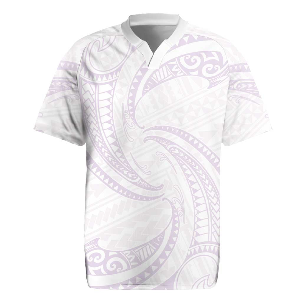 White Sunday Lotu Tamaiti Rugby Jersey Polynesian Wave Pastel Mauve LT9 Mauve - Polynesian Pride