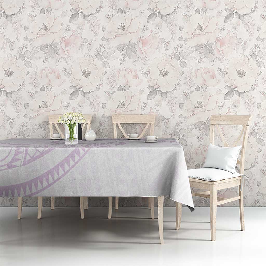 White Sunday Lotu Tamaiti Tablecloth Polynesian Wave Pastel Mauve LT9 - Polynesian Pride
