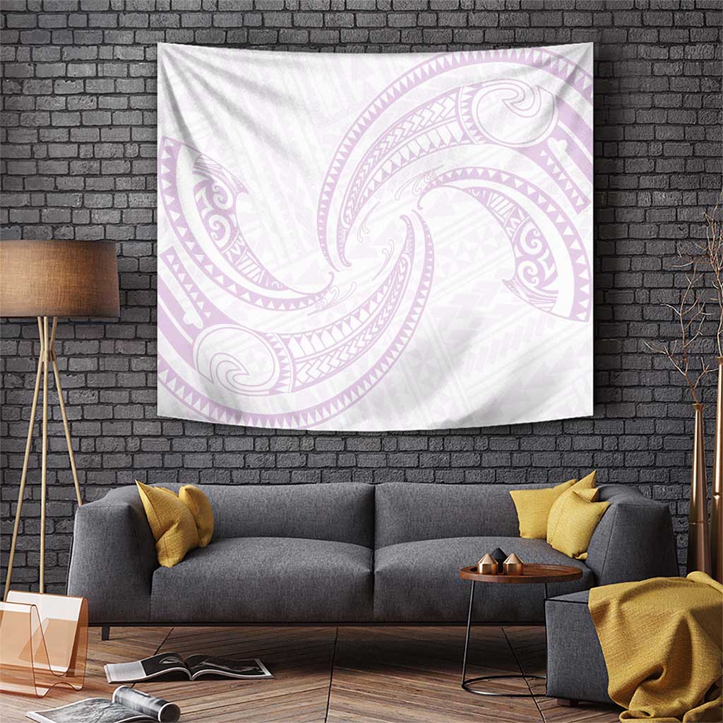 White Sunday Lotu Tamaiti Tapestry Polynesian Wave Pastel Mauve LT9 Mauve - Polynesian Pride