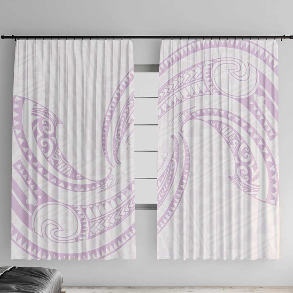 White Sunday Lotu Tamaiti Window Curtain Polynesian Wave Pastel Mauve LT9 With Hooks Mauve - Polynesian Pride
