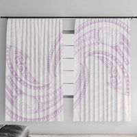 White Sunday Lotu Tamaiti Window Curtain Polynesian Wave Pastel Mauve LT9 With Hooks Mauve - Polynesian Pride