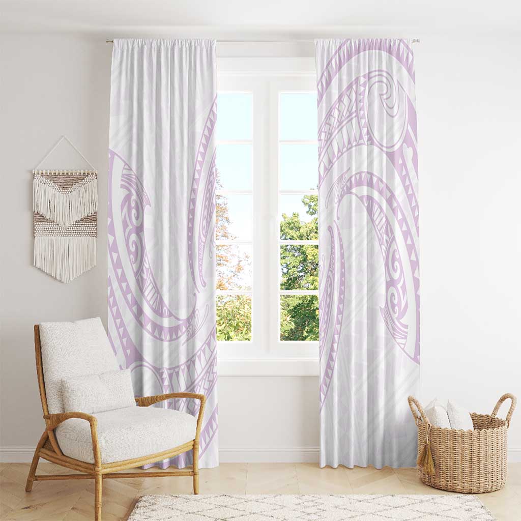White Sunday Lotu Tamaiti Window Curtain Polynesian Wave Pastel Mauve LT9 - Polynesian Pride