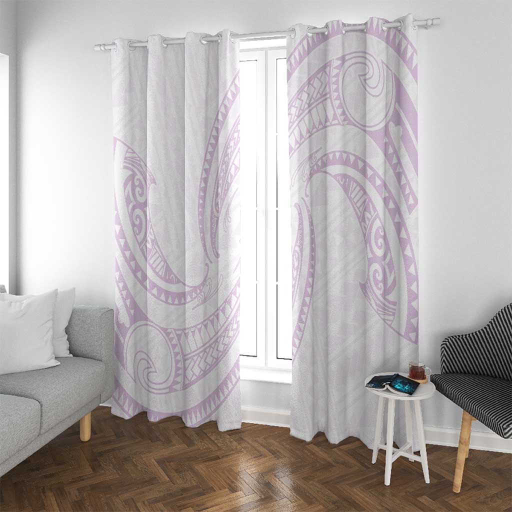 White Sunday Lotu Tamaiti Window Curtain Polynesian Wave Pastel Mauve LT9 With Grommets Mauve - Polynesian Pride