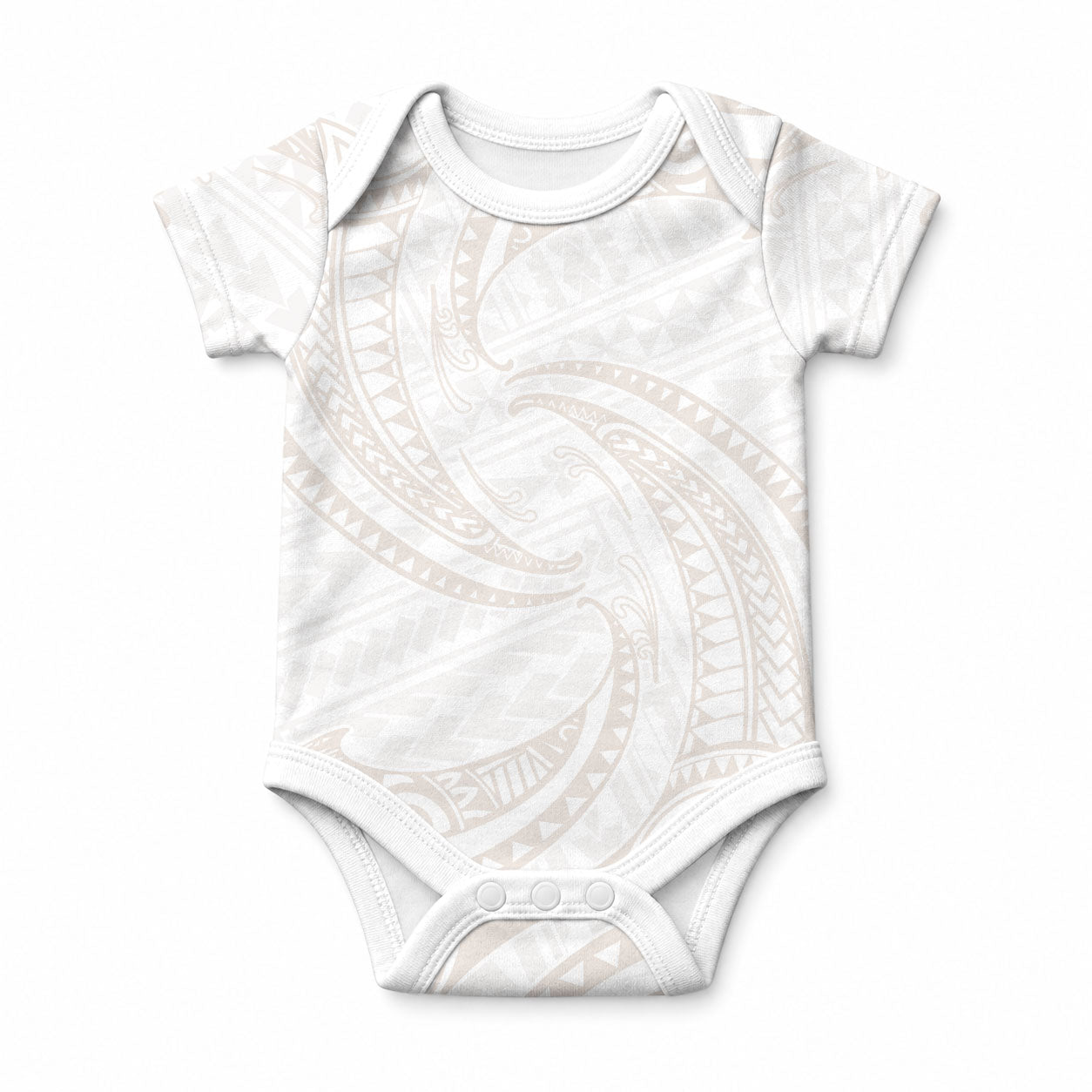 White Sunday Lotu Tamaiti Baby Onesie Polynesian Wave Pastel Nude