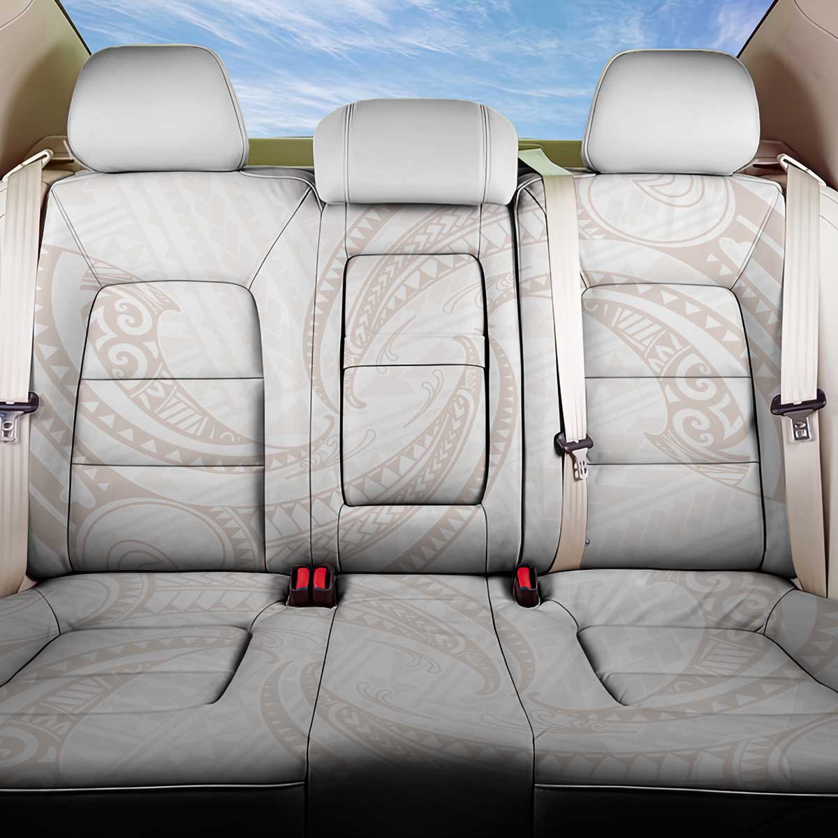White Sunday Lotu Tamaiti Back Car Seat Cover Polynesian Wave Pastel Nude LT9 One Size Nude - Polynesian Pride