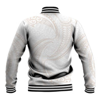 White Sunday Lotu Tamaiti Baseball Jacket Polynesian Wave Pastel Nude LT9 - Polynesian Pride