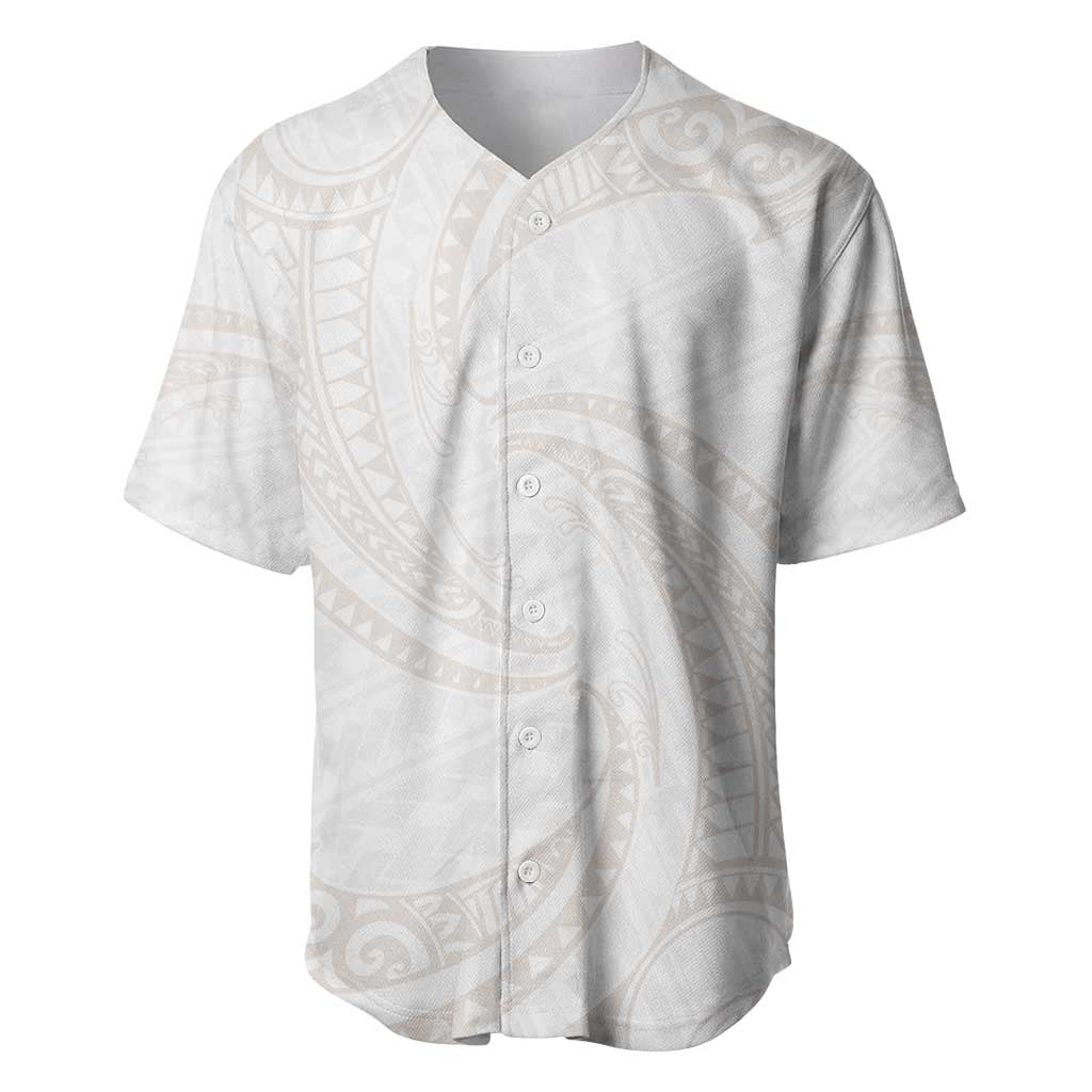 White Sunday Lotu Tamaiti Baseball Jersey Polynesian Wave Pastel Nude LT9 Nude - Polynesian Pride
