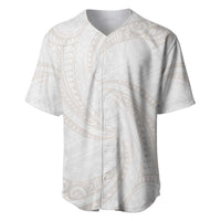 White Sunday Lotu Tamaiti Baseball Jersey Polynesian Wave Pastel Nude LT9 Nude - Polynesian Pride