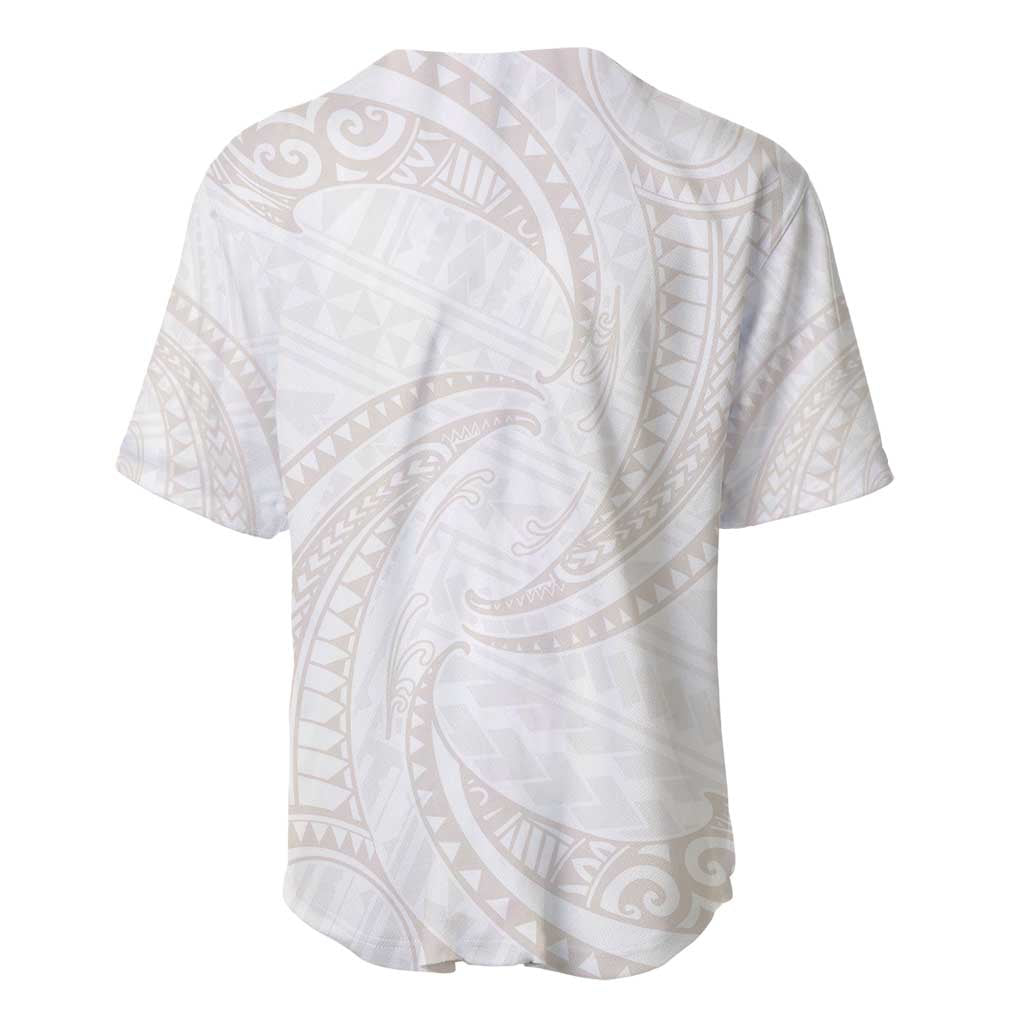 White Sunday Lotu Tamaiti Baseball Jersey Polynesian Wave Pastel Nude LT9 - Polynesian Pride