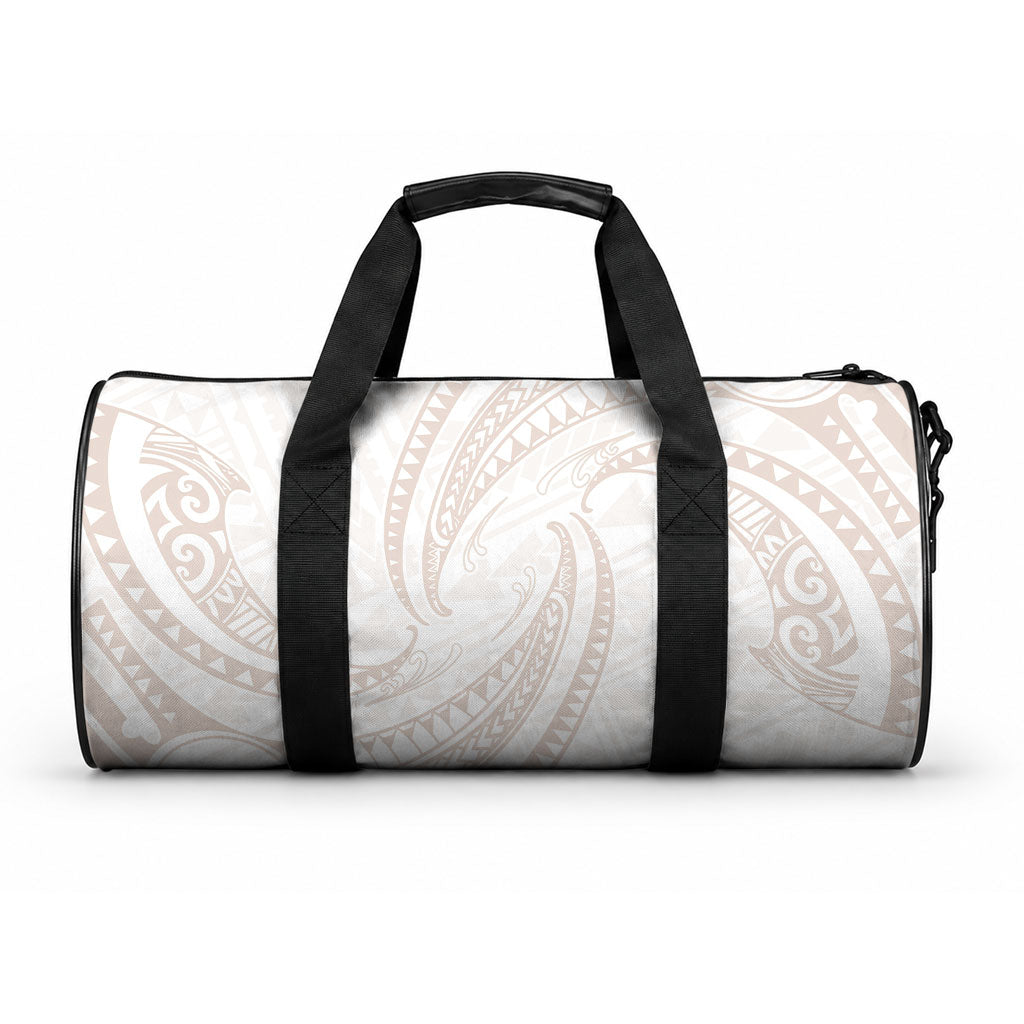 White Sunday Lotu Tamaiti Duffle Bag Polynesian Wave Pastel Nude