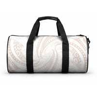 White Sunday Lotu Tamaiti Duffle Bag Polynesian Wave Pastel Nude