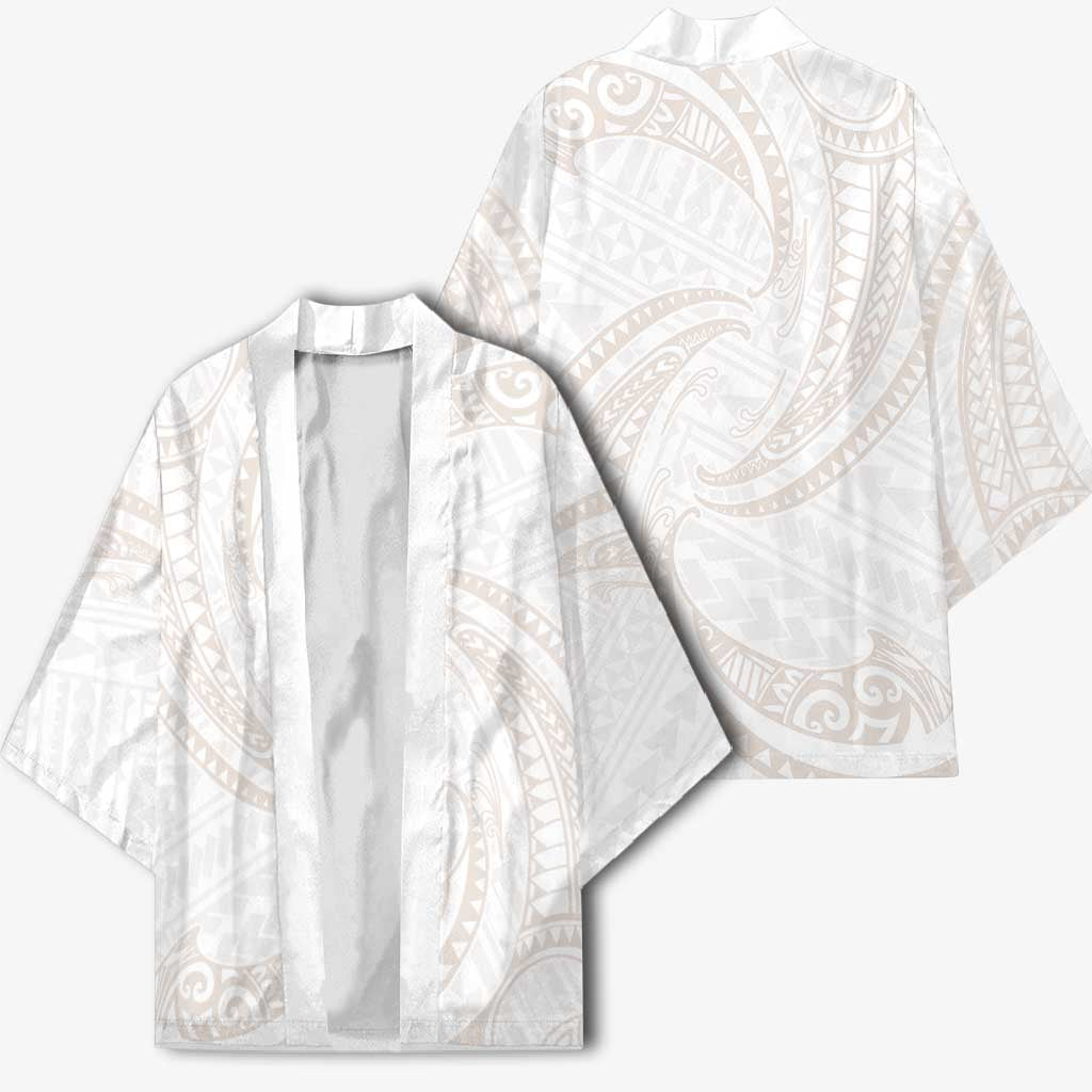 White Sunday Lotu Tamaiti Kimono Polynesian Wave Pastel Nude LT9 - Polynesian Pride