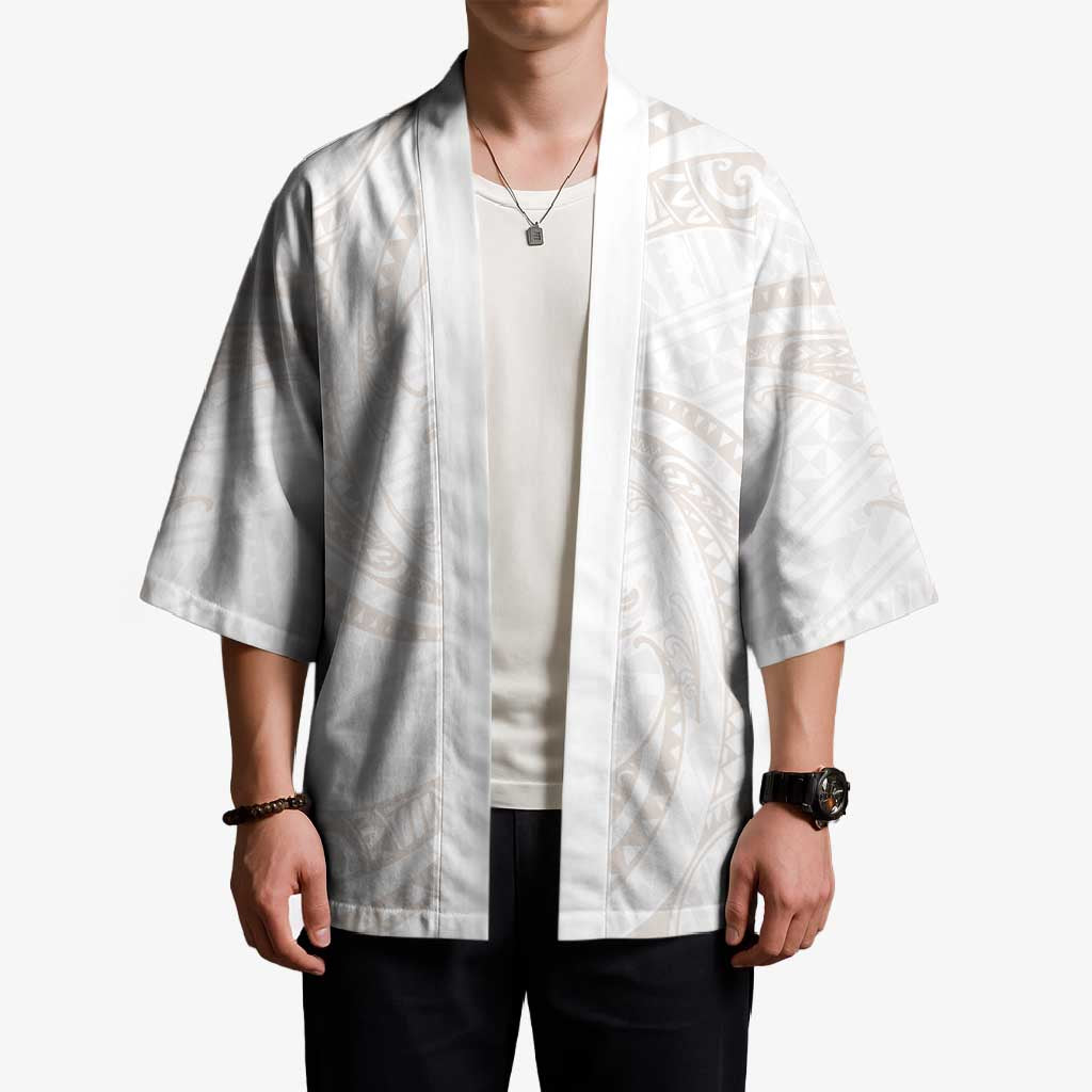 White Sunday Lotu Tamaiti Kimono Polynesian Wave Pastel Nude LT9 - Polynesian Pride