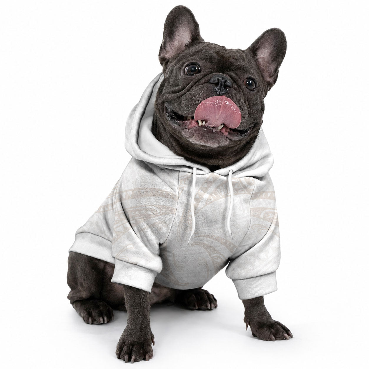 White Sunday Lotu Tamaiti Pet Hoodie Polynesian Wave Pastel Nude LT9 - Polynesian Pride