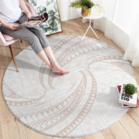 White Sunday Lotu Tamaiti Round Carpet Polynesian Wave Pastel Nude LT9 - Polynesian Pride