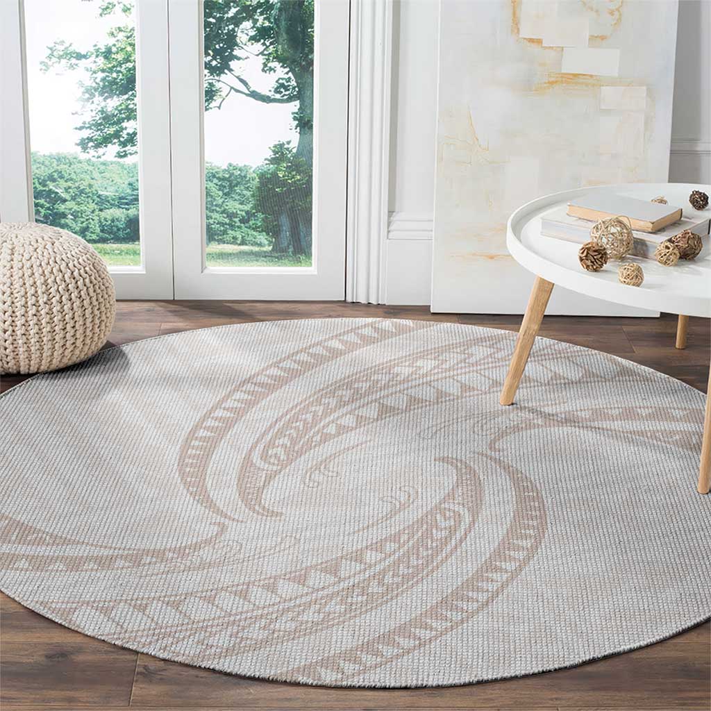 White Sunday Lotu Tamaiti Round Carpet Polynesian Wave Pastel Nude LT9 - Polynesian Pride