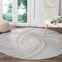 White Sunday Lotu Tamaiti Round Carpet Polynesian Wave Pastel Nude LT9 - Polynesian Pride