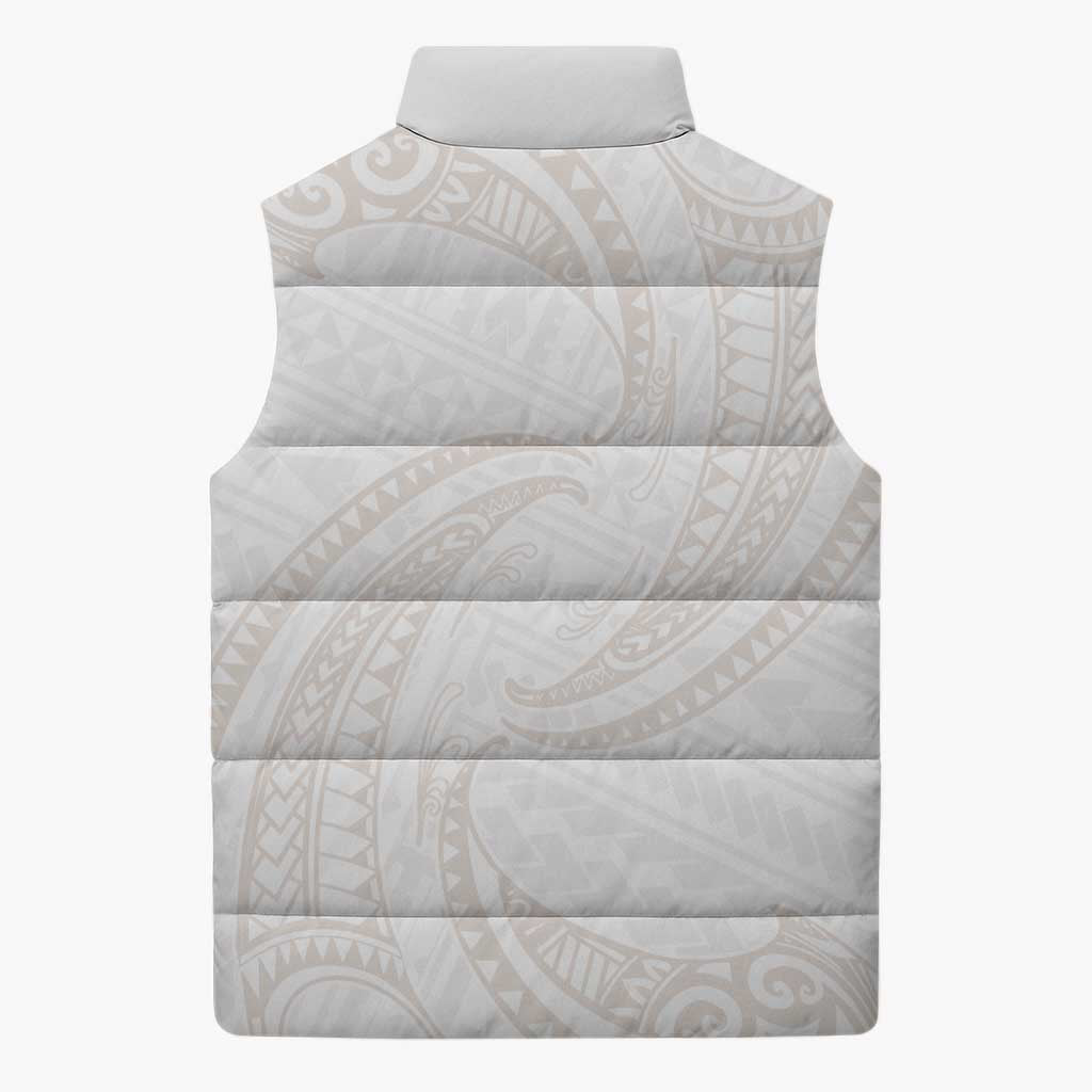 White Sunday Lotu Tamaiti Sleeveless Puffer Jacket Polynesian Wave Pastel Nude LT9 - Polynesian Pride