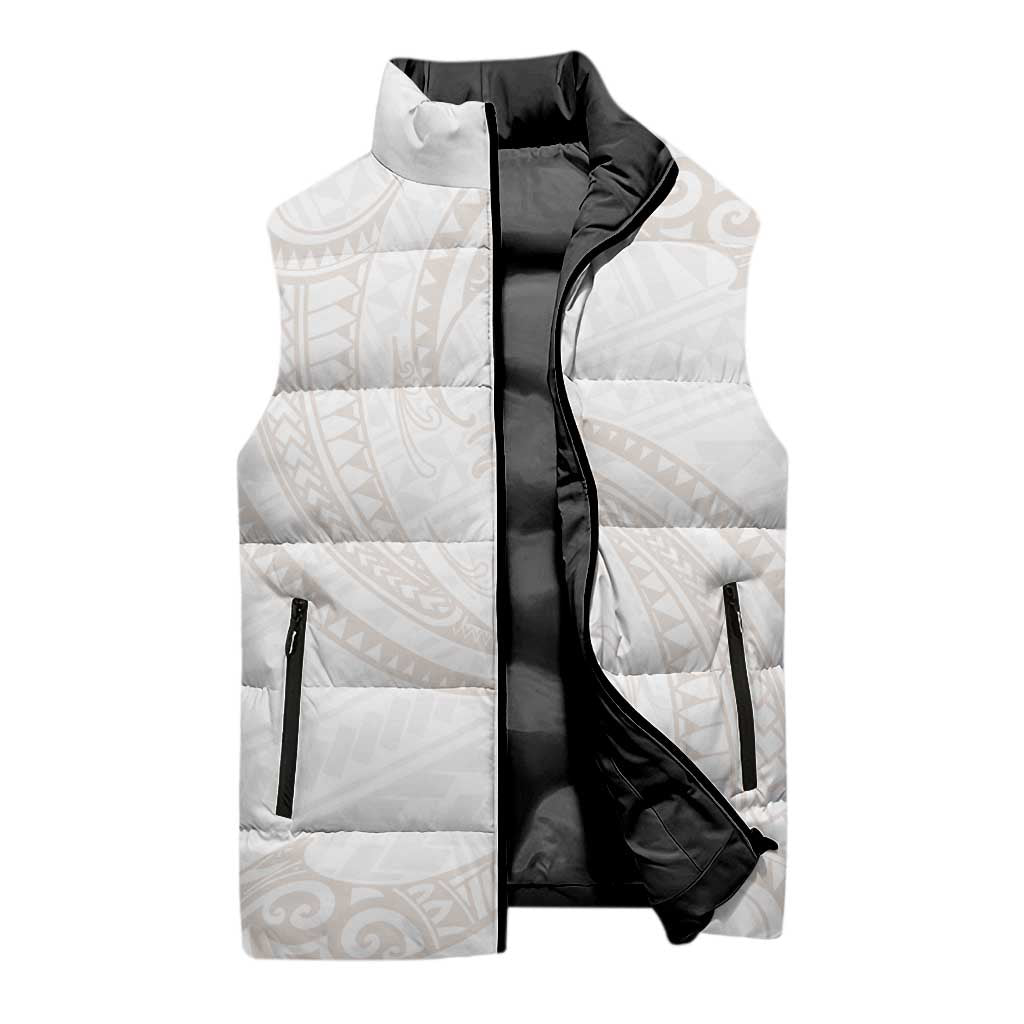 White Sunday Lotu Tamaiti Sleeveless Puffer Jacket Polynesian Wave Pastel Nude LT9 - Polynesian Pride