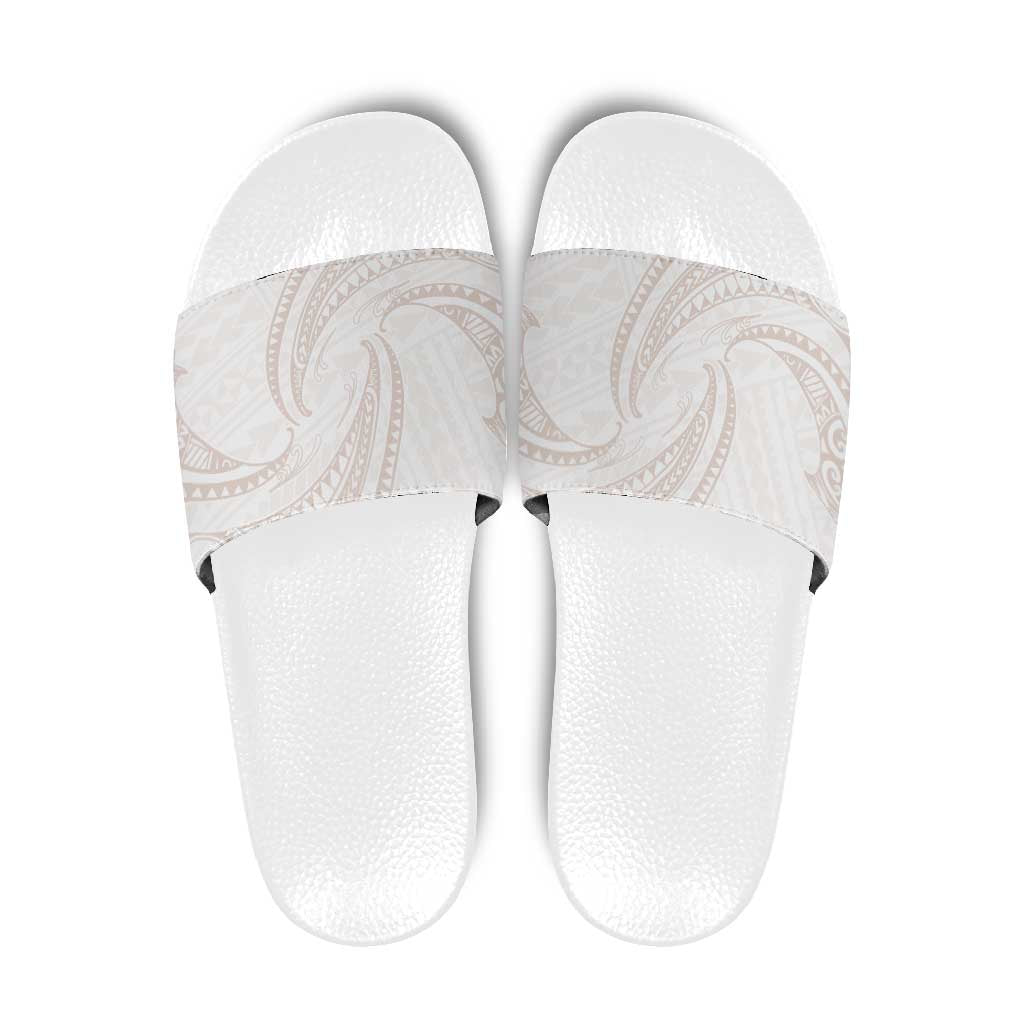 White Sunday Lotu Tamaiti Slide Sandals Polynesian Wave Pastel Nude LT9 Nude - Polynesian Pride