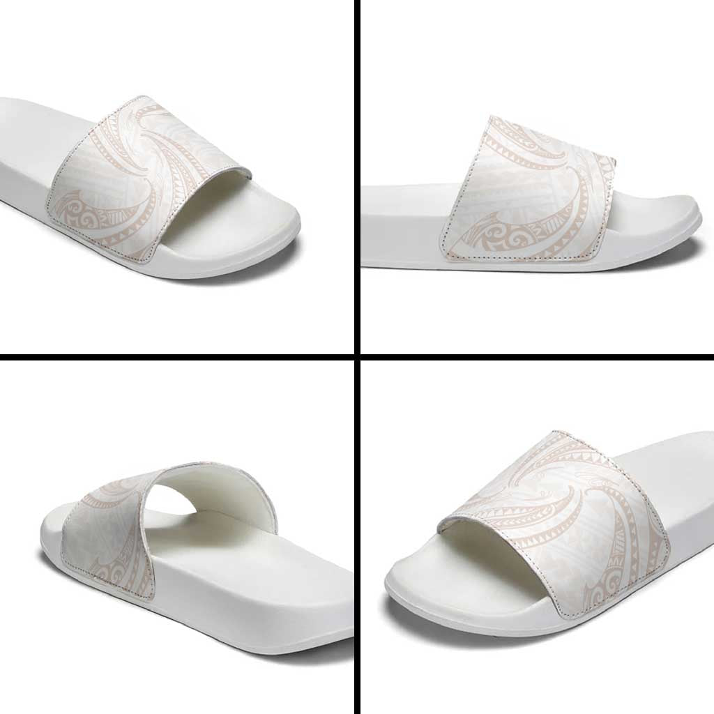 White Sunday Lotu Tamaiti Slide Sandals Polynesian Wave Pastel Nude LT9 - Polynesian Pride