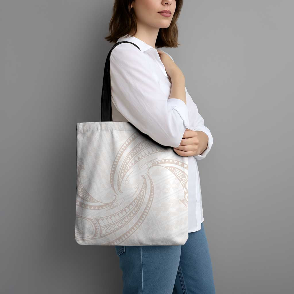 White Sunday Lotu Tamaiti Tote Bag Polynesian Wave Pastel Nude LT9 - Polynesian Pride