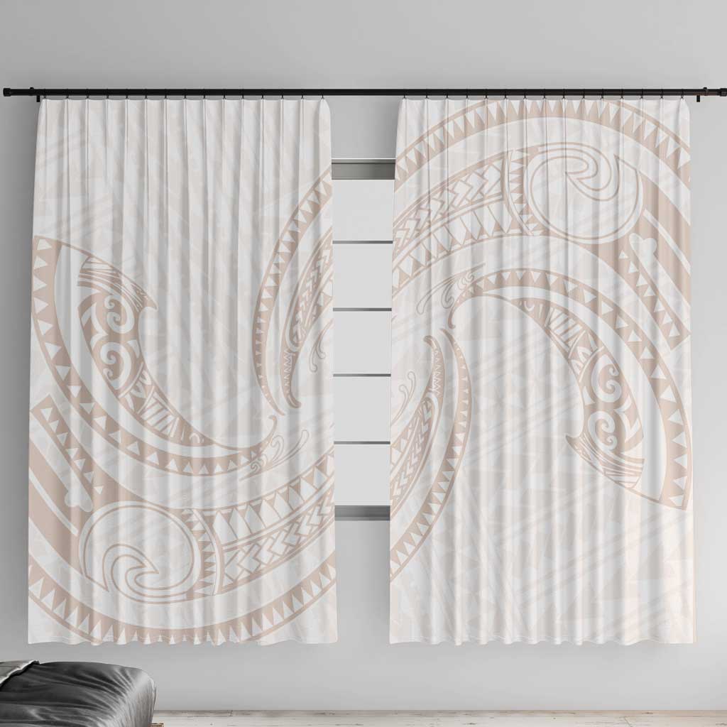 White Sunday Lotu Tamaiti Window Curtain Polynesian Wave Pastel Nude LT9 With Hooks Nude - Polynesian Pride