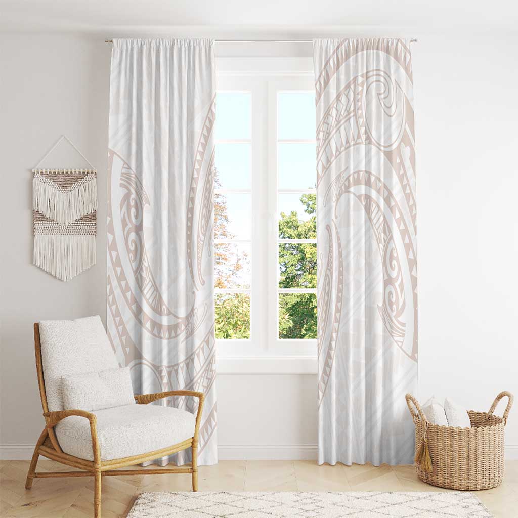 White Sunday Lotu Tamaiti Window Curtain Polynesian Wave Pastel Nude LT9 - Polynesian Pride