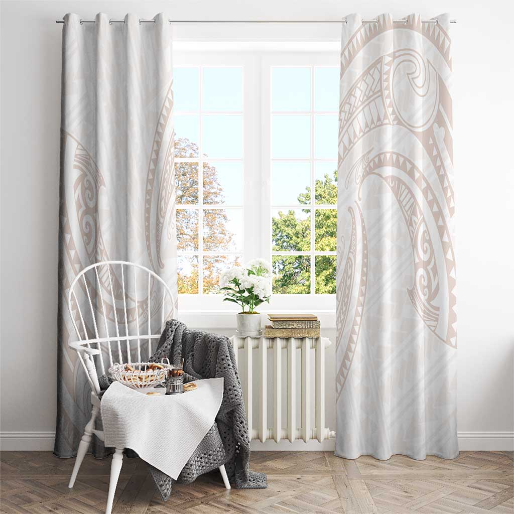 White Sunday Lotu Tamaiti Window Curtain Polynesian Wave Pastel Nude LT9 - Polynesian Pride