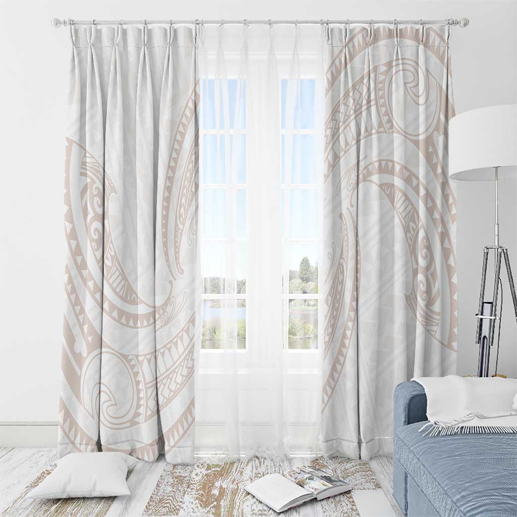 White Sunday Lotu Tamaiti Window Curtain Polynesian Wave Pastel Nude LT9 - Polynesian Pride