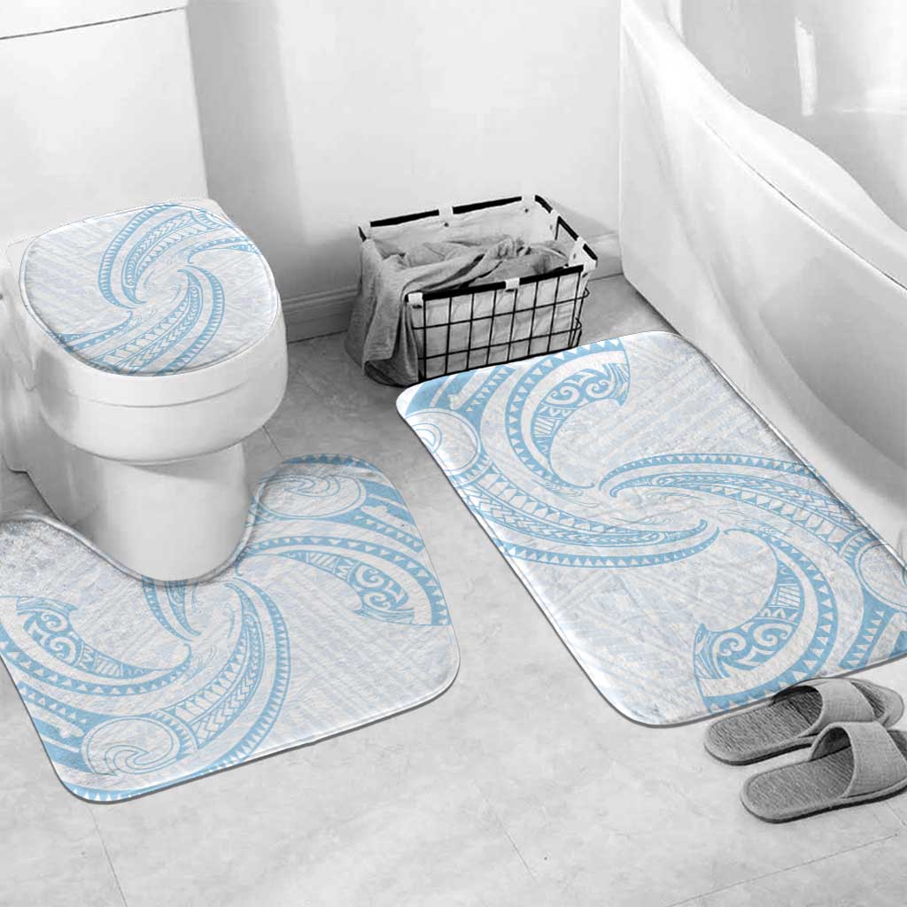 White Sunday Lotu Tamaiti Bathroom Set Polynesian Wave Pastel Sky Blue LT9 Mat Set Only (3 pcs) One Size Blue - Polynesian Pride