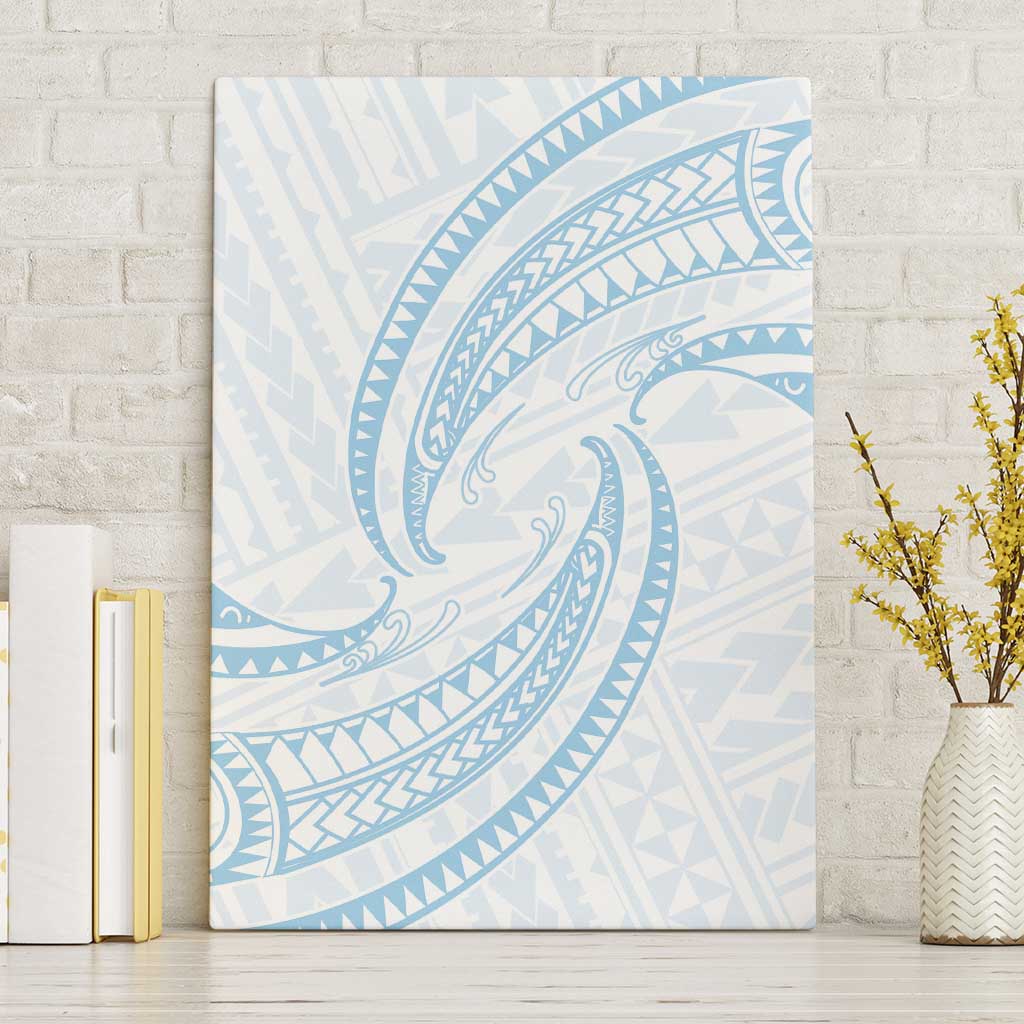 White Sunday Lotu Tamaiti Canvas Wall Art Polynesian Wave Pastel Sky Blue LT9 Without Frame Blue - Polynesian Pride