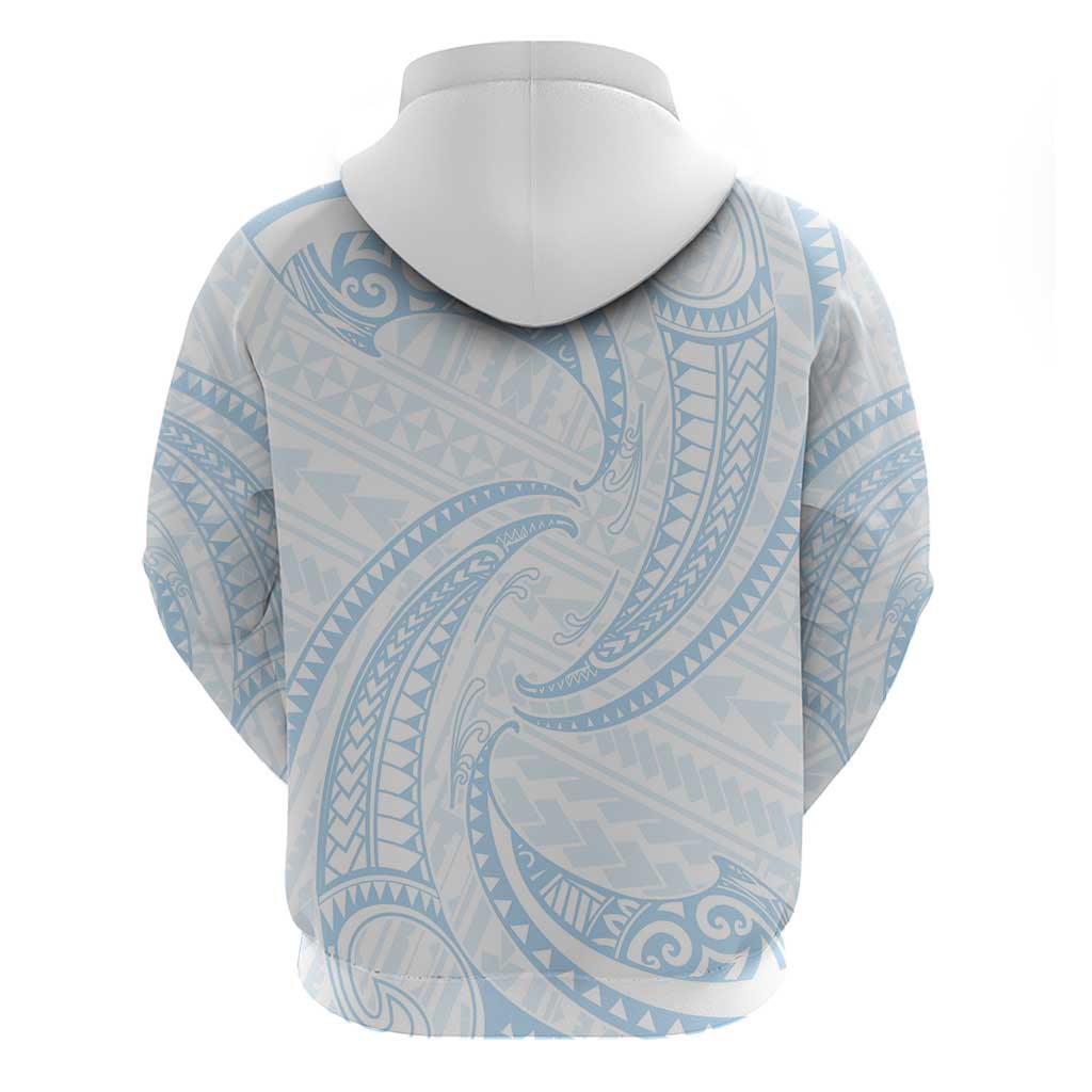 White Sunday Lotu Tamaiti Hoodie Polynesian Wave Pastel Sky Blue LT9 - Polynesian Pride