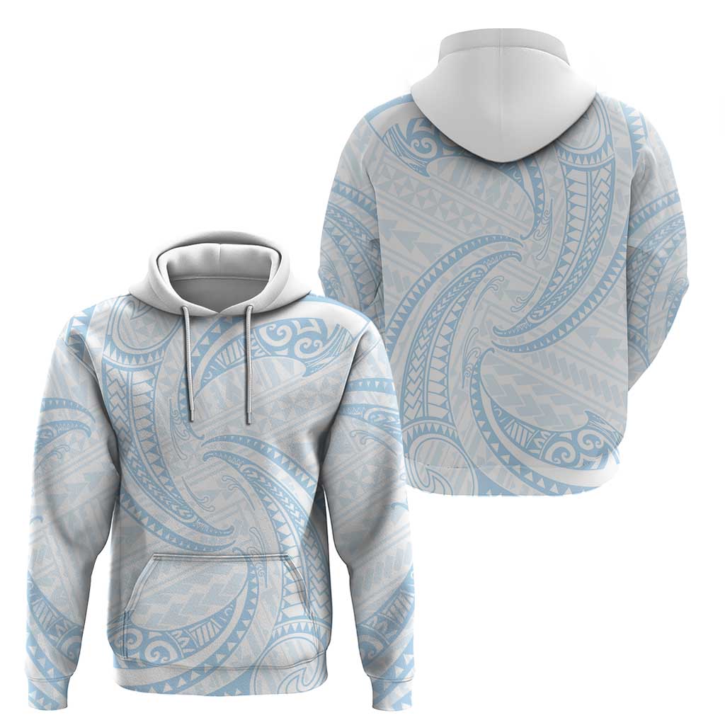 White Sunday Lotu Tamaiti Hoodie Polynesian Wave Pastel Sky Blue LT9 - Polynesian Pride