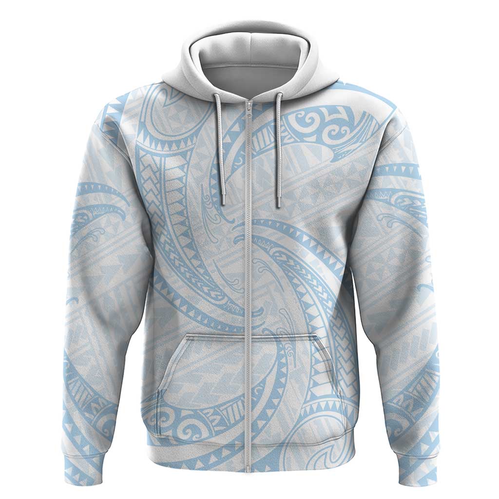White Sunday Lotu Tamaiti Hoodie Polynesian Wave Pastel Sky Blue LT9 Zip Hoodie Blue - Polynesian Pride