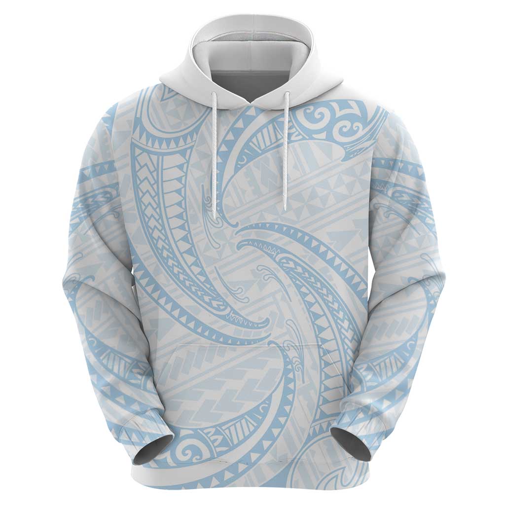 White Sunday Lotu Tamaiti Hoodie Polynesian Wave Pastel Sky Blue LT9 - Polynesian Pride