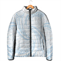 White Sunday Lotu Tamaiti Padded Jacket Polynesian Wave Pastel Sky Blue LT9 - Polynesian Pride
