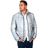 White Sunday Lotu Tamaiti Padded Jacket Polynesian Wave Pastel Sky Blue LT9 - Polynesian Pride