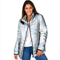 White Sunday Lotu Tamaiti Padded Jacket Polynesian Wave Pastel Sky Blue LT9 Women Blue - Polynesian Pride