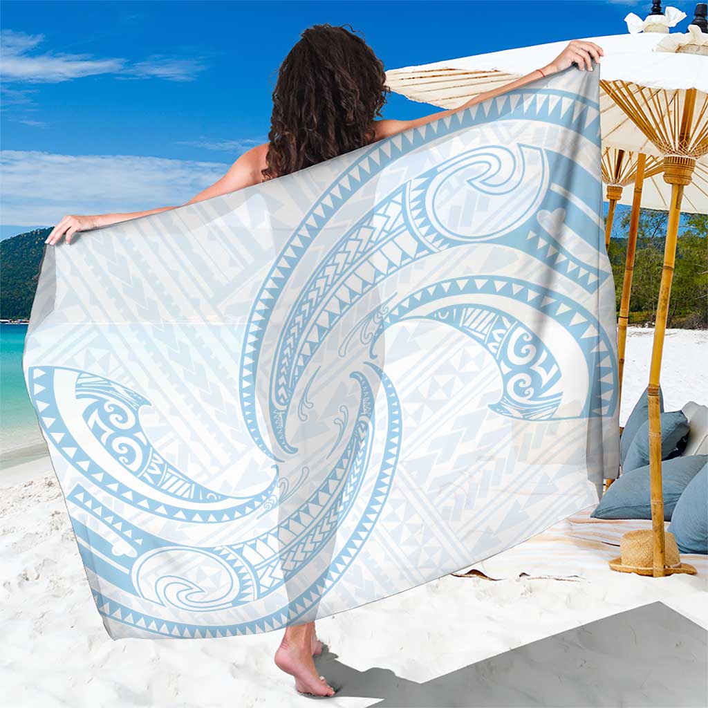 White Sunday Lotu Tamaiti Sarong Polynesian Wave Pastel Sky Blue LT9 One Size 44 x 66 inches Blue - Polynesian Pride