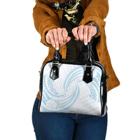 White Sunday Lotu Tamaiti Shoulder Handbag Polynesian Wave Pastel Sky Blue LT9 One Size Blue - Polynesian Pride