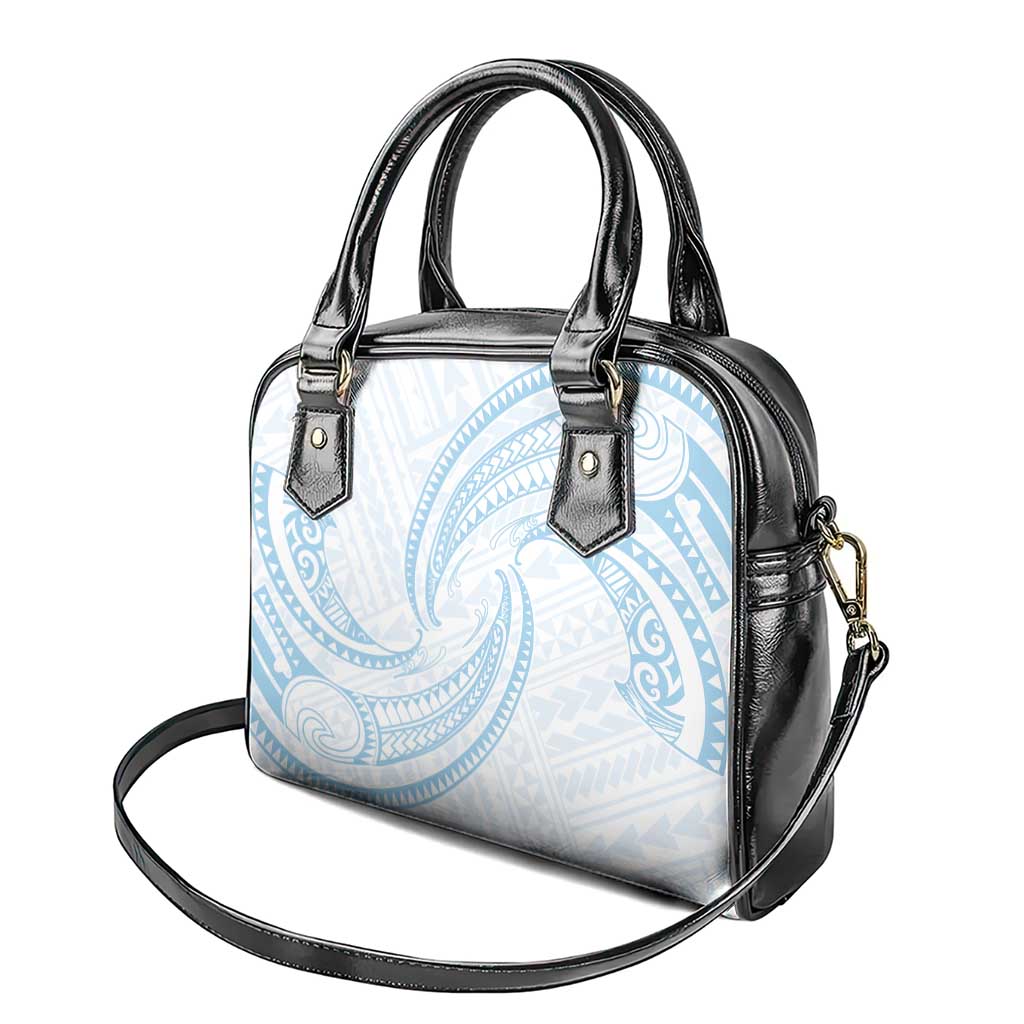 White Sunday Lotu Tamaiti Shoulder Handbag Polynesian Wave Pastel Sky Blue LT9 - Polynesian Pride