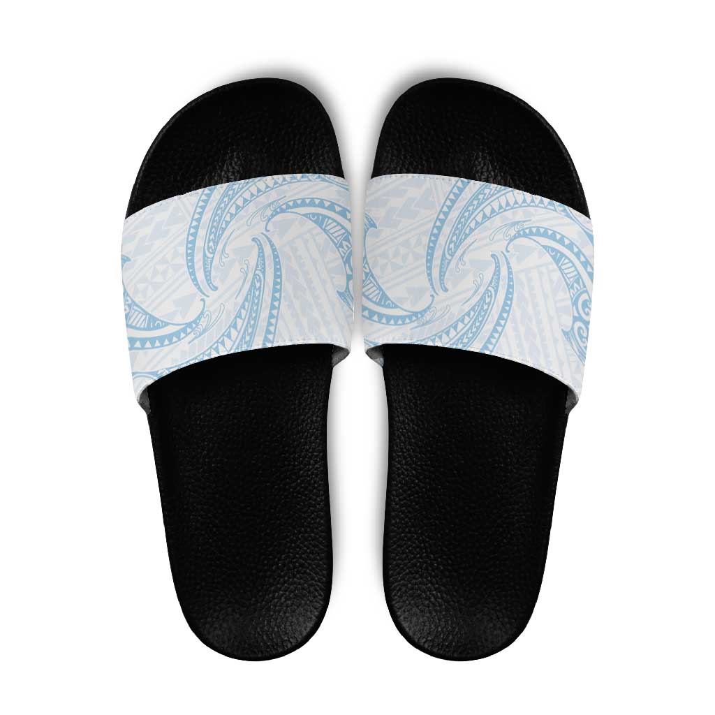 White Sunday Lotu Tamaiti Slide Sandals Polynesian Wave Pastel Sky Blue LT9 Blue - Polynesian Pride