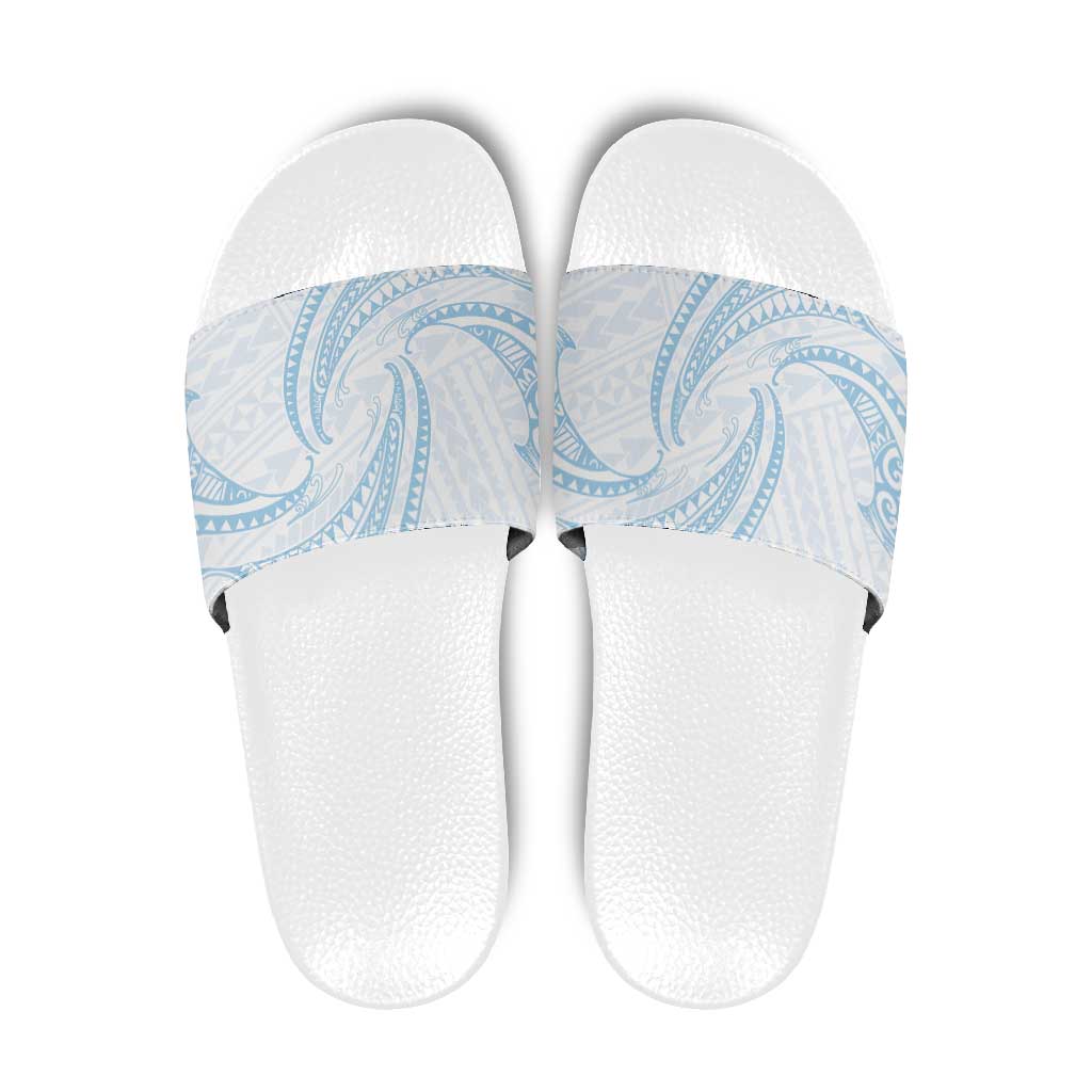 White Sunday Lotu Tamaiti Slide Sandals Polynesian Wave Pastel Sky Blue LT9 Blue - Polynesian Pride