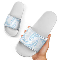 White Sunday Lotu Tamaiti Slide Sandals Polynesian Wave Pastel Sky Blue LT9 - Polynesian Pride