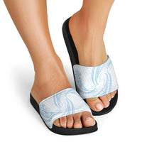 White Sunday Lotu Tamaiti Slide Sandals Polynesian Wave Pastel Sky Blue LT9 - Polynesian Pride