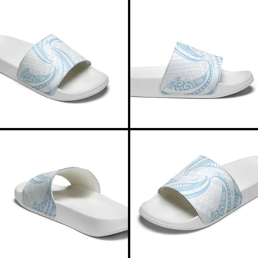White Sunday Lotu Tamaiti Slide Sandals Polynesian Wave Pastel Sky Blue LT9 - Polynesian Pride