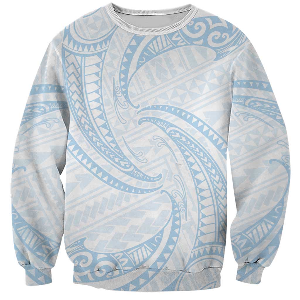 White Sunday Lotu Tamaiti Sweatshirt Polynesian Wave Pastel Sky Blue LT9 Unisex Blue - Polynesian Pride