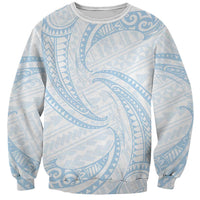 White Sunday Lotu Tamaiti Sweatshirt Polynesian Wave Pastel Sky Blue LT9 Unisex Blue - Polynesian Pride